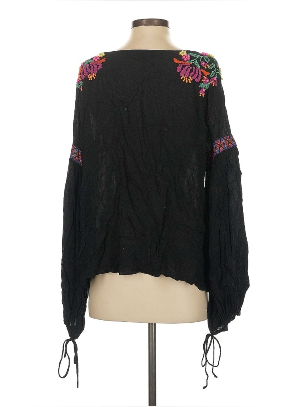 PatBO Black Beaded Long Sleeve Tunic Top ~ Sz 4 - Picture 3 of 6